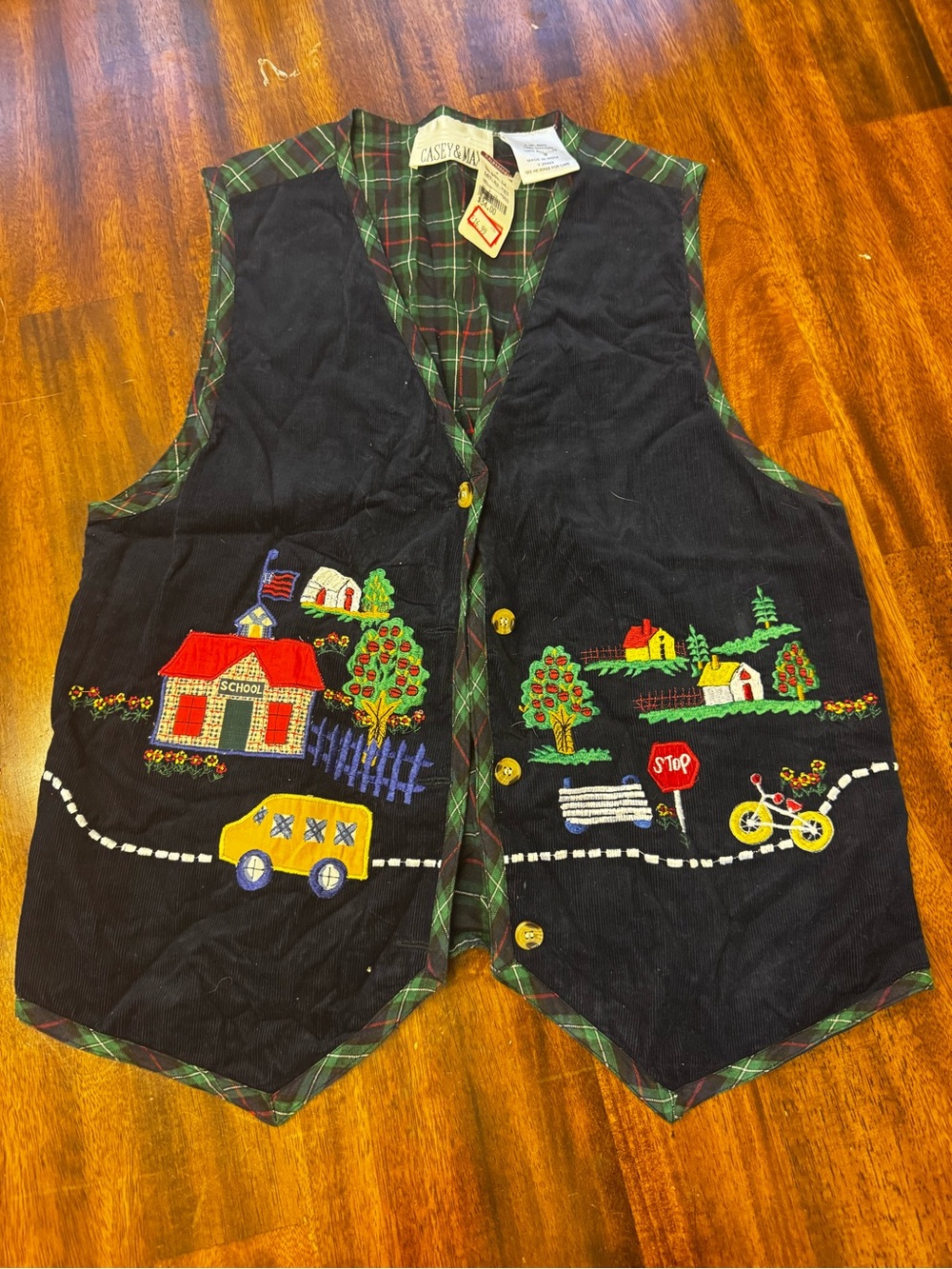 Kaufmann’s Vintage Navy Embroidered School Bus Vest NWT